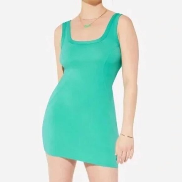 YITTY FABLETICS Body Butter Tank Dress Solid Aqua Seafoam Green Fitted Mini XXL - Picture 3 of 16